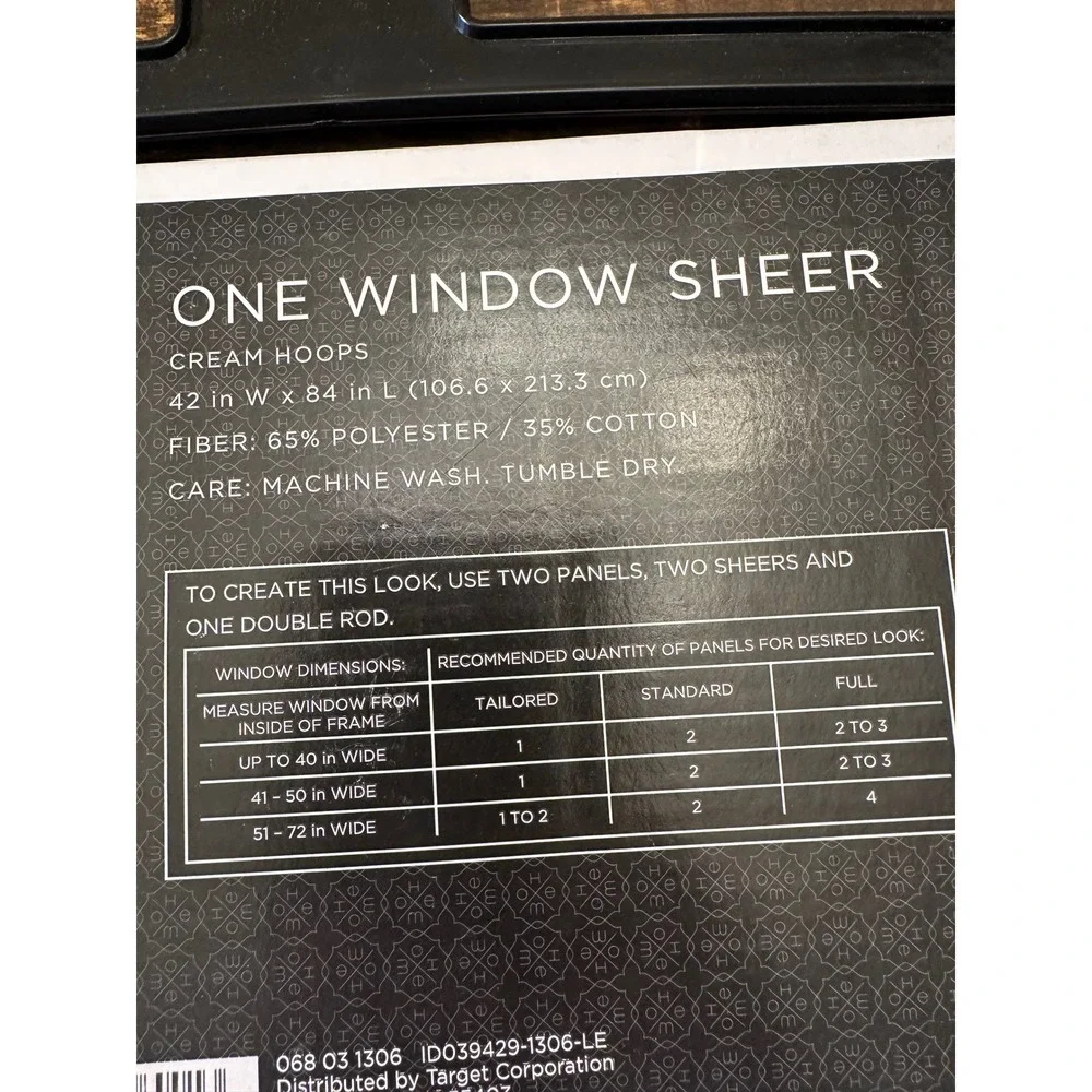Home Cream Hoops Window Sheer Curtain Panels 42x84 Cream Off-White lot of 2 NWT